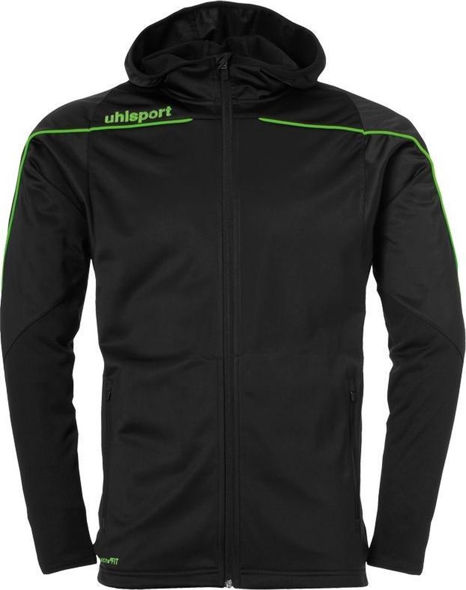 Uhlsport Stream 22 Trainingsjas Met Capuchon Kind Zwart-Fluor Groen Maat 116