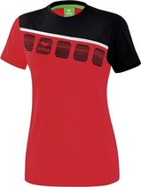 Erima Teamline 5-C T-Shirt Dames Rood-Zwart-Wit Maat 36