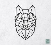 Laserfabrique Wanddecoratie - Geometrische Vos - Medium - Zwart - Geometrische dieren en vormen - Houten dieren - Muurdecoratie - Line art - Wall art