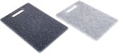 Set van 2 snijplanken Klein  -Vierkante snijplank keuken - Graniet patroon effect Grijs en Antraciet 25X15x 0.8 cm