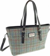 Unieke handtas 'Spey' van echte Harris Tweed | Light Grey Check | Made in Scotland