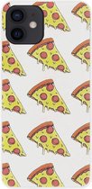 ADEL Siliconen Back Cover Softcase Hoesje Geschikt voor iPhone 12 Mini - Junkfood Pizza