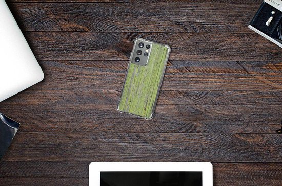 Coque de téléphone avec photo Coque pour téléphone portable Samsung Galaxy S21 Ultra avec bord transparent Wood Vert