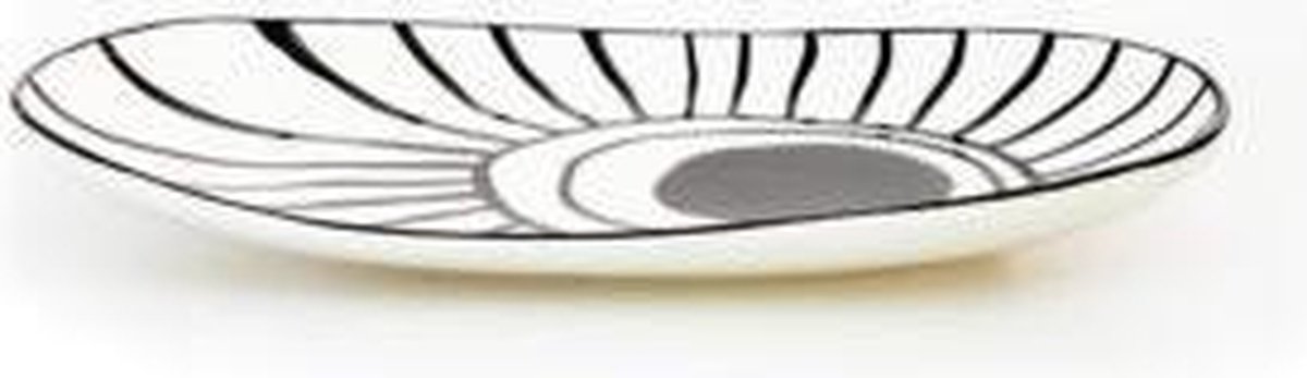 Pro Italia Scarabisso platte schaal -zwart/wit-33 x 20 cm-hoog 4 cm- keramiek-aardewerk-serveerschaal-decoratie