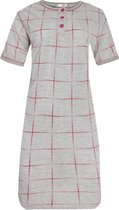 Dames nachthemd korte mouw met blokprint XXL 44-46 grijs/rood