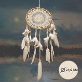 Dromenvanger gehaakt - Dreamcatcher 70CM - dromen vanger wit met veren