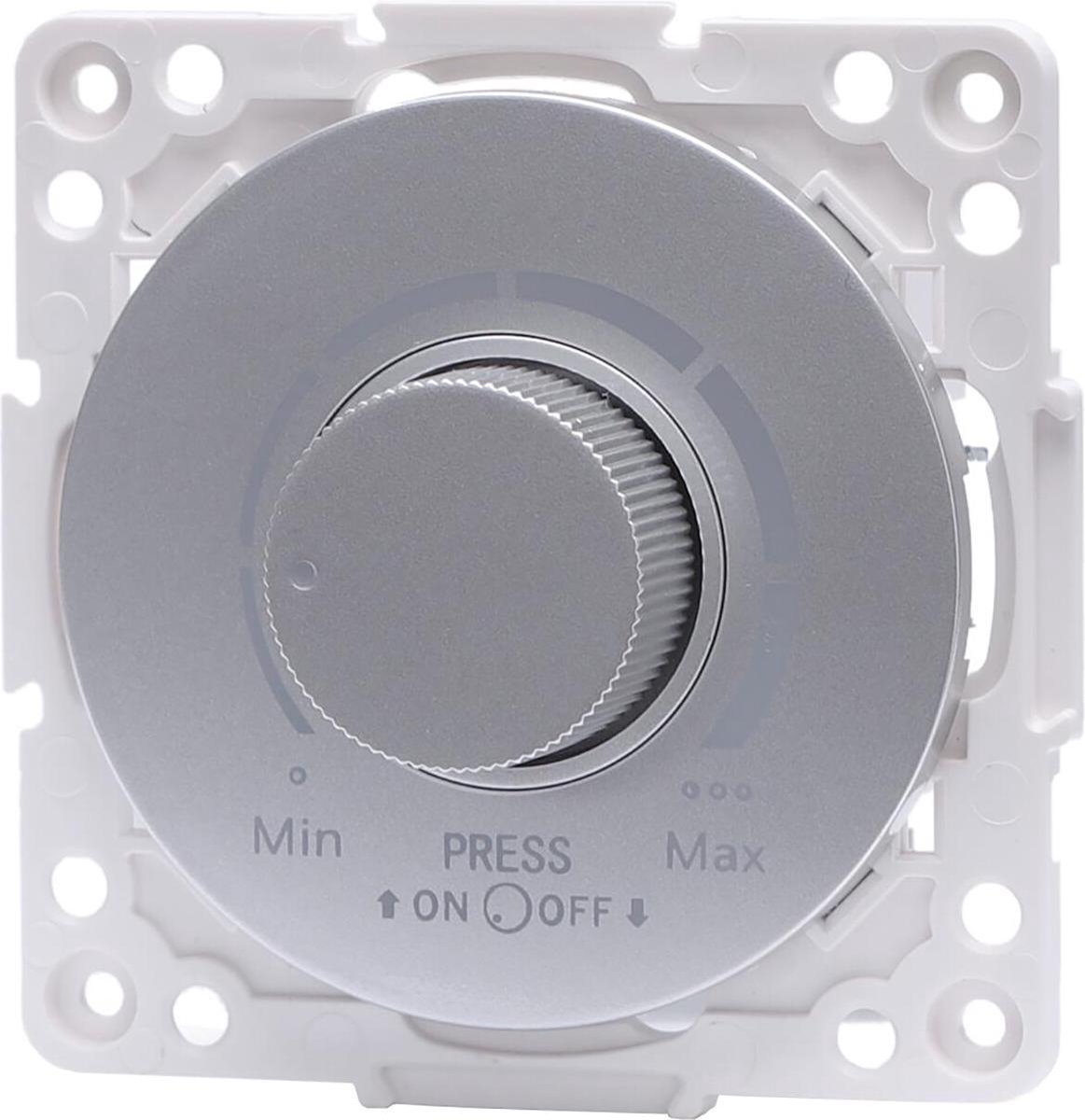 LED Dimmer - Igia Jura - Inbouw - Rond - Kunststof - Enkel Knop - 3-100W - Zilver