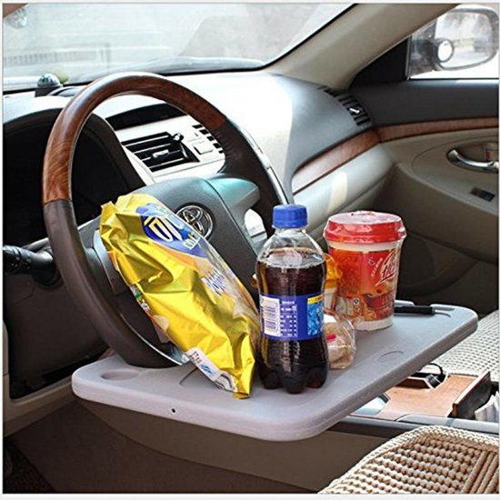 Voiture de table à volant multifonction WiseGoods - Support de bureau pour ordinateur portable - Support de volant - Nourriture et boisson dans la voiture - Zwart