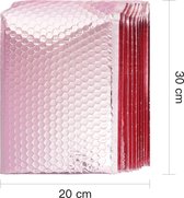 Verpakkingsenvelop - Verpakkingsmateriaal - Verzendverpakking - Luchtkussenzak - Luchtkussen envelop - Bubbeltjes envelop - Brievenbus envelop - Metallic Roze - 25x20x5cm - 10st