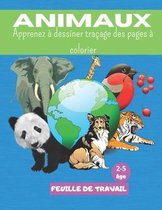 Apprenez à dessiner traçage des pages à colorier animaux: Cahier d'activités pour enfants: 8,5 x 11 pouces 25 pages Lignes Formes d'animaux 2 ans et p