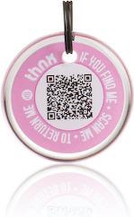 Étiquette THNX - QR code sécurisé - Bagage/Taille de coffre/Porte-clés - Taille S - Rose