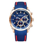 BiDen - Heren Horloge - Rosé/Blauw/Rood - Ø 45mm (productvideo)