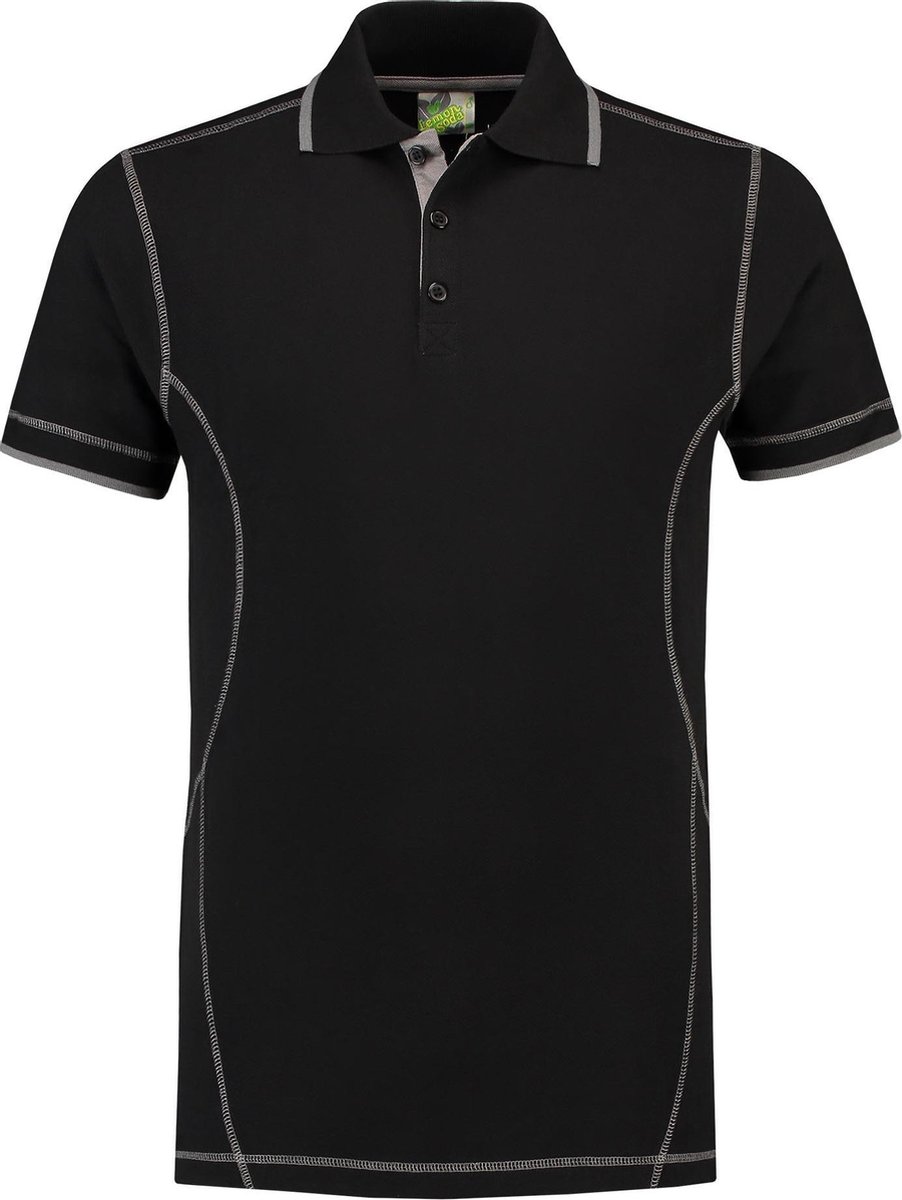Lemon & Soda polo voor heren in de kleur zwart in de maat L met contrast details.