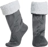 JAXY Huissokken - Verwarmde Sokken - Sloffen - Anti Slip Sokken - Warme Sokken - Fleece Sokken - Dikke Sokken - Fluffy Sokken - Pantoffels - Slof Sokken - Maat S/M - Grijs