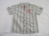 dirkje, jongens, overhemd korte mouw , streep grijst met DRKJ rood , 104 - 4 jaar