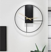 TDR - Moderne Nordic wandklok - Transparant met Zwart Frame en zwart decoratief - ⌀ 43cm