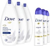 Dove Set Deodorant Original en Douchegel Deeply Nourishing 6 stuks