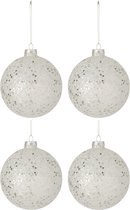 J-Line Doos Van 4 Kerstballen Sterretjes Glas Zilver Large