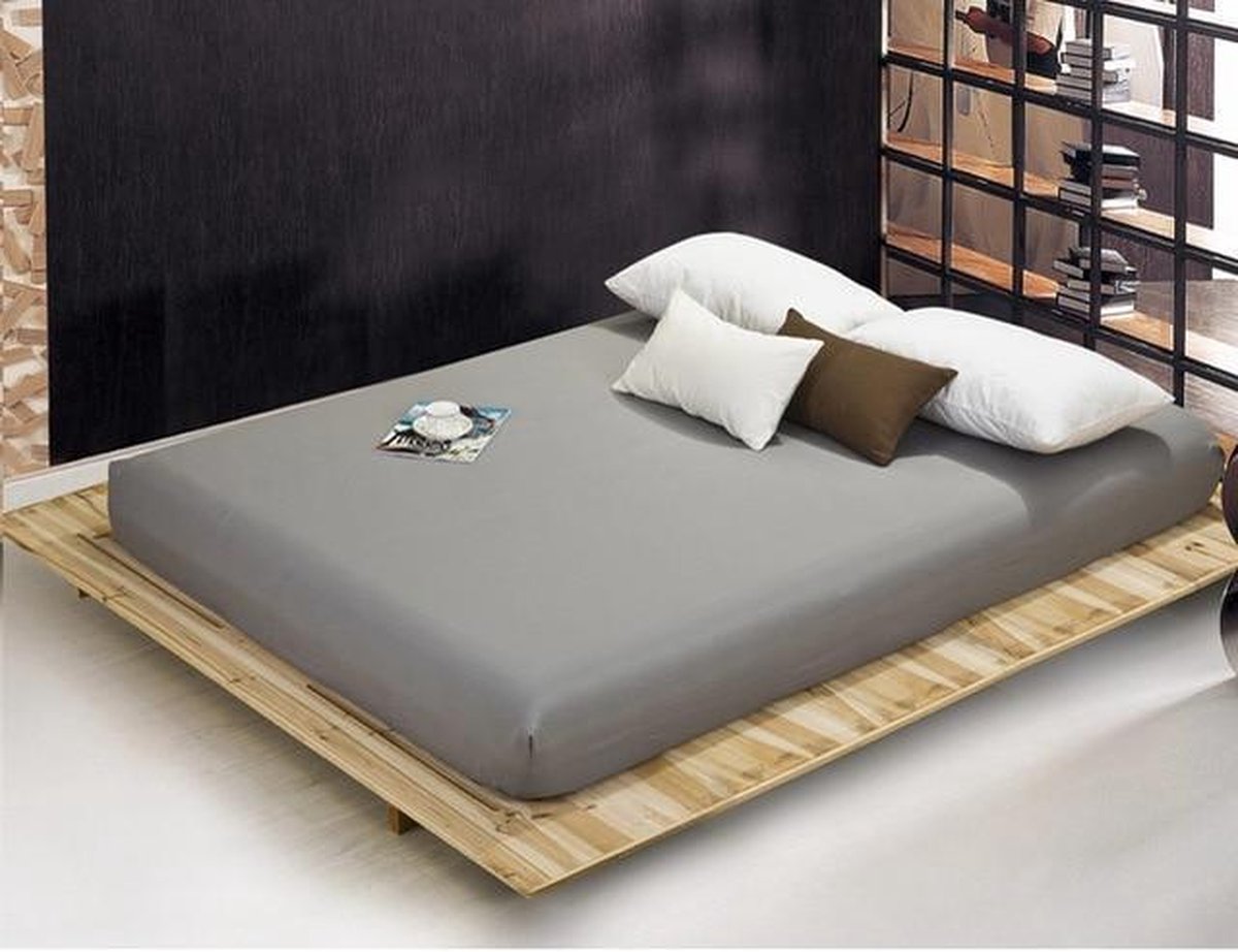Drap-housse uni uni avec bande élastique [gris foncé/160x200x25cm]