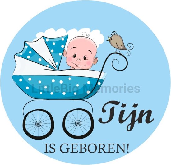 Raamsticker kinderwagen - Hoera een jongen - raamsticker - muursticker - raam sticker - geboorte sticker - raam en deur stickers