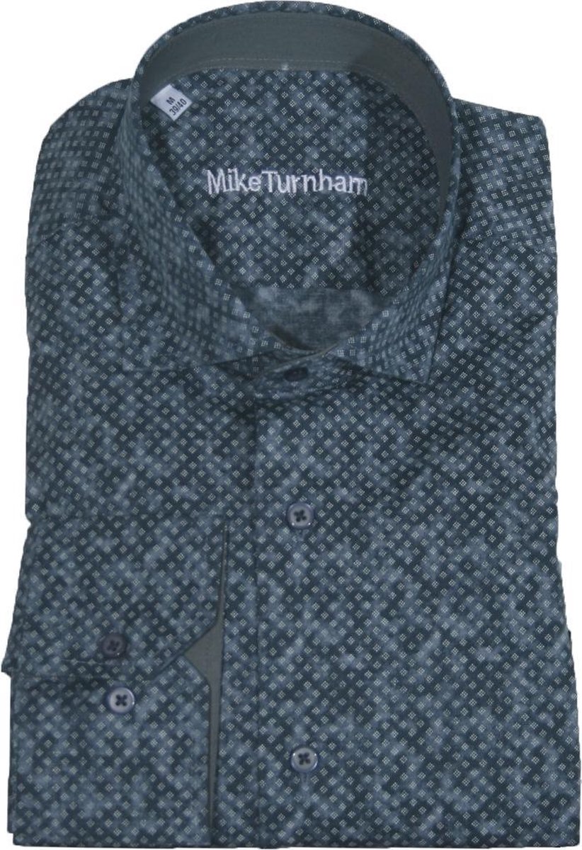 Mike Turnham Lange mouw Overhemd - 5023-3452 Blauw (Maat: L)