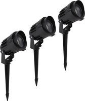 3x HOFTRONIC Lenzo cap - Tuinspot voor buiten - LED - Zwart - 3000K Warm wit - Waterdicht - Extra compacte lichtbundel - 10 Watt - 650 Lumen - 230V - Prikspot met grondspies - Richtbaar - Alu