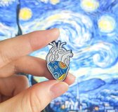 Broche Set van 4 Stuks | pin Broches | kledingpin| Sierpin| Mode Creatieve | Hart | bloemen | Van gogh