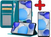 Samsung A42 Hoesje Book Case Met Screenprotector - Samsung Galaxy A42 Hoesje Wallet Case Portemonnee Hoes Cover - Turquoise