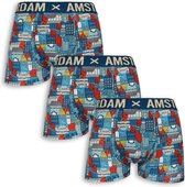 Boxershort 3-PACK met Multi Color Hollandse Amsterdamse Grachtenpandjes als print – XL SIZE