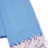 madeathand  Sax Blauw Crystal - HAMMAMDOEK  - STRANDLAK - SAUNADOEK - HANDDOEK - 100CM X 180CM - 400 GR