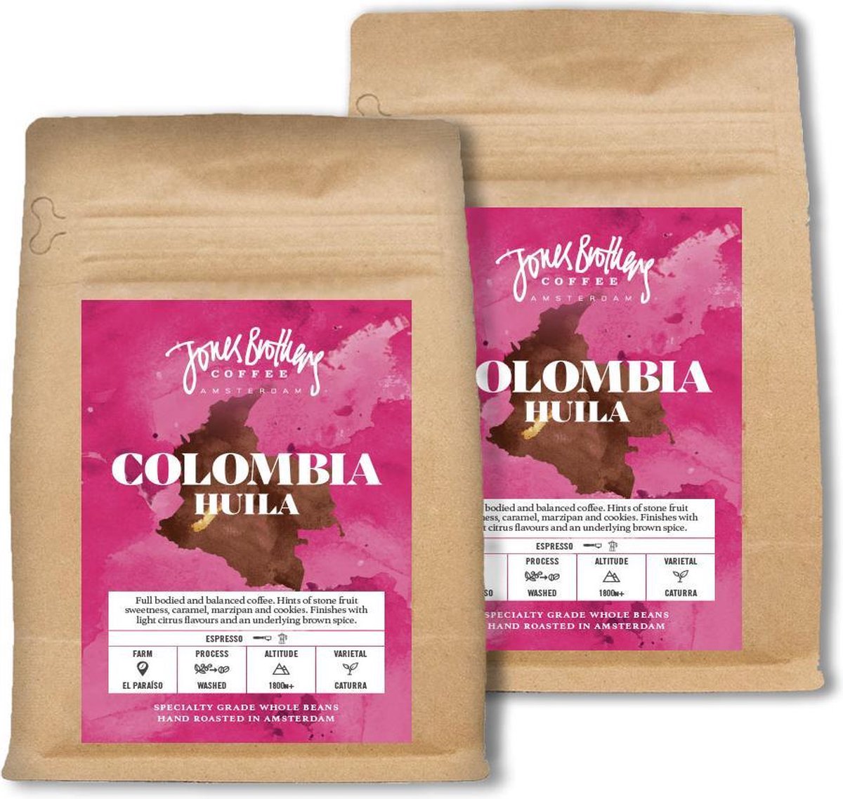 Jones Brothers Coffee Specialty Koffiebonen Colombia Huila - 2x 250gr