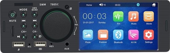 Hengweili 1 Din autoradio met CD/DVD-speler I Bluetooth I FM/RDS/AM Radio I APP Control I MP3 USB SD AUX