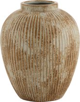 J-Line Vaas Rond Relief Strepen Keramiek Oker 24.5x24.5x30