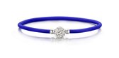 Colori 4-BRA00011 Rubberen armband - Dames - Met Kristallen bal - 8MM - 19CM  - Zilver - Donkerblauw