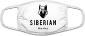 Siberian husky mondkapje | hond | husky | Siberie | dierendag | grappig | gezichtsmasker | bescherming | bedrukt | logo | Wit mondmasker van katoen, uitwasbaar & herbruikbaar. Gesc