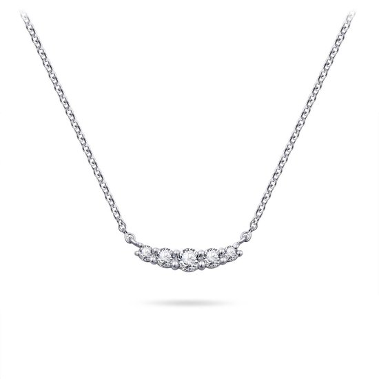 Jewels Inc. - Pendentif avec collier - serti de 5 pierres zircone - 3mm x 15mm - Longueur 42+5cm - Argent 925 rhodié
