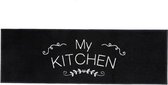 vloerkleed - keukenmat - keukenloper zwart - grijs 80 x 200 cm