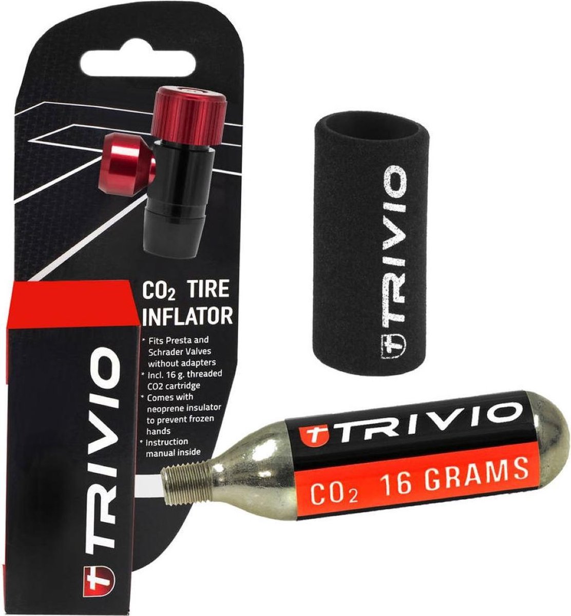 TRIVIO - CO2 CNC Adapter + CO2 Patroon 16g + Neoprene Huls - Trivio