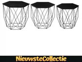 Nieuwste Collectie - salontafel set van 3 - rond - industrieel - zwart - salontafels - bijzettafel - tafel - NieuwsteCollectie