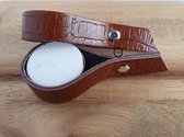 Waxinelichthouder - Cognac met croco structuur - Set van 4 stuks - Leer - Lederen waxine lichthouder - De Riemenspecialist