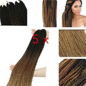 5x Twist Hair Senegal Crochet Braids 60cm lengte vlechthaar vlecht haar ZWART BRUIN