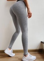 TikTok Legging - Dames - Butt lifting - TikTok broek - TikTok Yogapants - Grijs/wit - Maat Medium