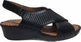 Manlisa velcro 5 cm sleehak perforaties lederen comfort sandalen S147-20-1930 zwart mt 39