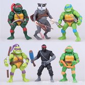 Ninja Turtles Speelgoed -Ninja Actiefiguur - Speelgoed - Figuren Set - Kado Cadeau set - Collectie Actiefiguren - 10/12cm  - 6 Stuks - Groen