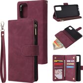 Coque de téléphone de Luxe pour Samsung Galaxy S20 | Bookcase en cuir de haute qualité | Étui portefeuille en cuir | Apparence Luxe | Porte-cartes 6 cartes | Porte-monnaie | Fermeture à glissière | Rouge