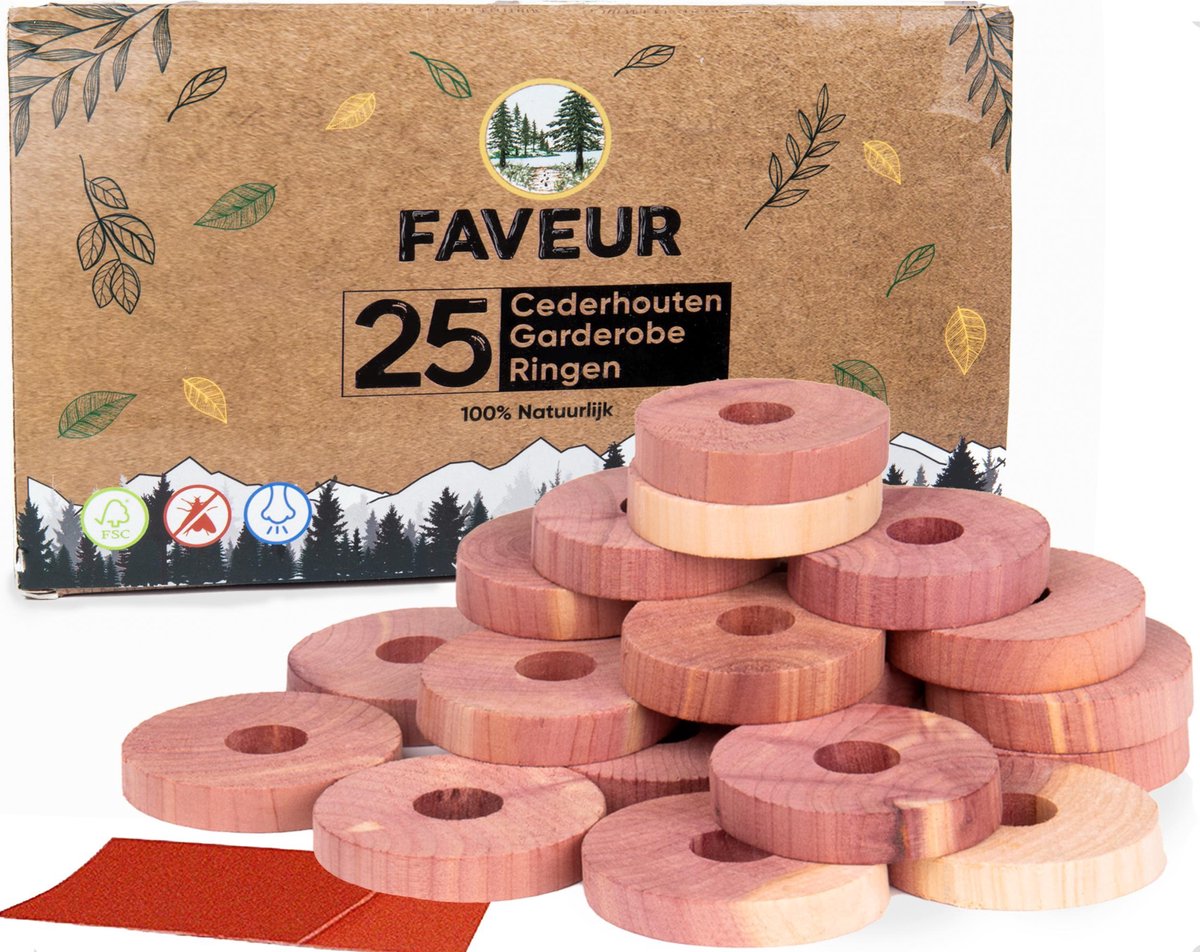 Faveur Cederhout Ringen Tegen Motten Natuurlijke Mottenval Bestrijden Anti Mot Bescherming Duurzame Vochtvreter Fsc Mottenballen Premium Set 25 Stuks