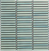 0,87m² - Mozaiek Tegels - Sevilla Kitkat mini's Licht Groen spikkelt Glans 1,2x9,2cm