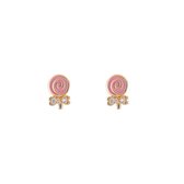 Roze Spiraal Lollipop Oorknopjes - Oorbellen - 14K Goud Verguld - Dames Sieraden