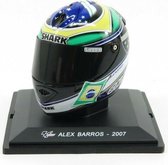 The 1:5 Diecast Replica of the Helmet of MotoGp of 2007. 

The driver was Alex Barros. 

The manufacturer of the item is Edicola.