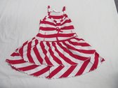 dirkje , strandkleedje , jurk , streep wit/ fuchia , 98 - 3 jaar